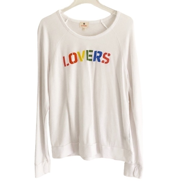 SUNDRY French Terry Sweatshirt Lovers Graphic Pullover Size Medium - Picture 1 of 8